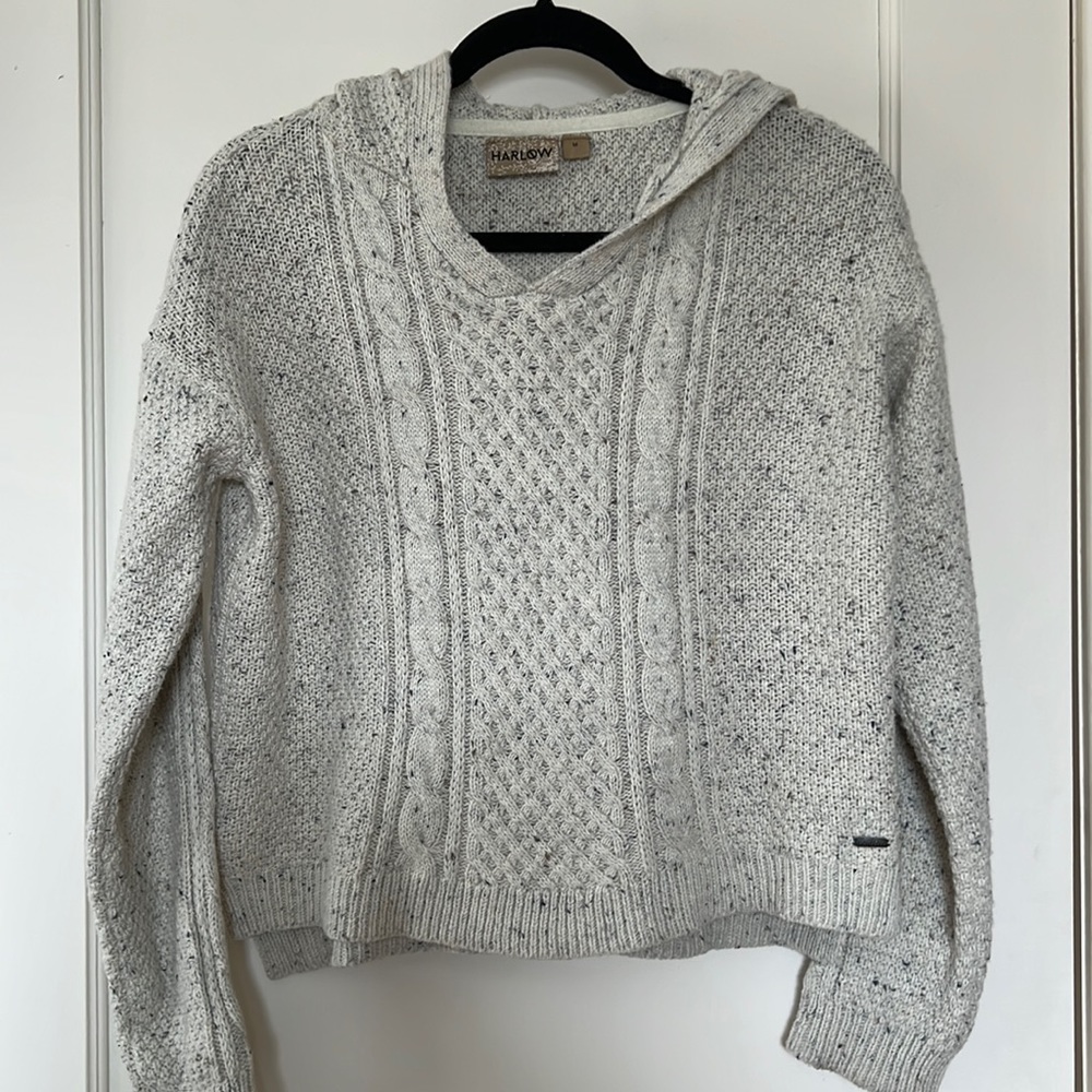 Cream Knit Sweater Hoodie Size M